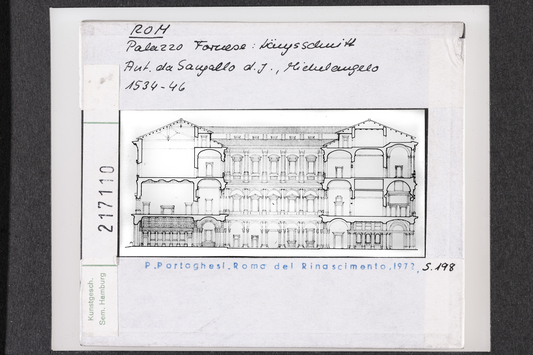 Vorschaubild Rom: Palazzo Farnese, Längsschnitt. Antonio da Sangallo, Michelangelo 